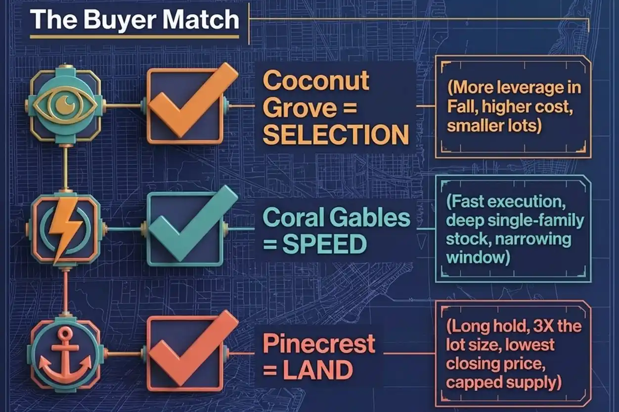 Coconut Grove vs. Coral Gables vs. Pinecrest: Same Discount, Three Very Different Markets